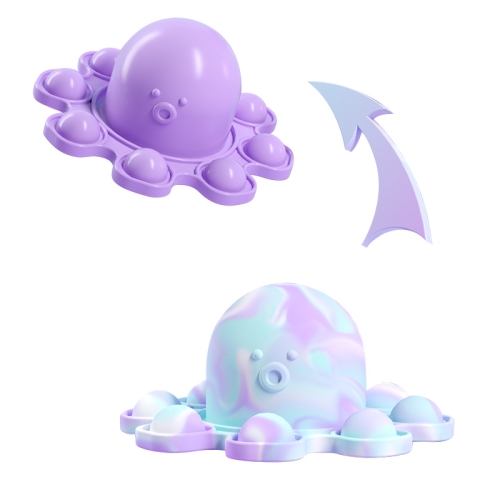 

2 PCS Double-Sided Flip Bubble Decompression Toy Octopus Keychain, Colour: Purple To Camouflage