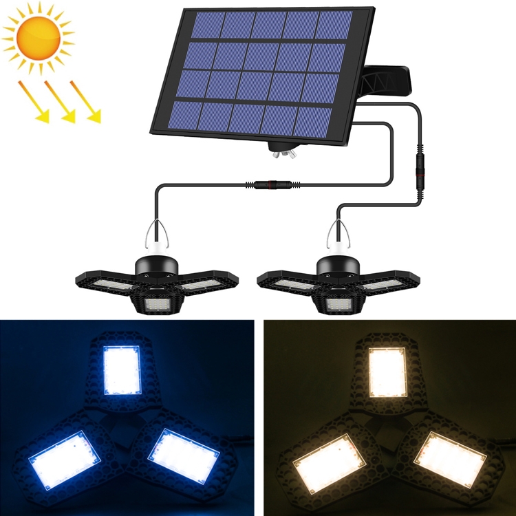 

2 in 1 Outdoor Solar Waterproof Garden Decoration LED Folding Tri-Leaf Lamp Garage Light(Cool White Light)
