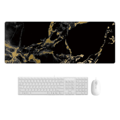 

400x900x4mm Marbling Wear-Resistant Rubber Mouse Pad(Black Gold Marble)