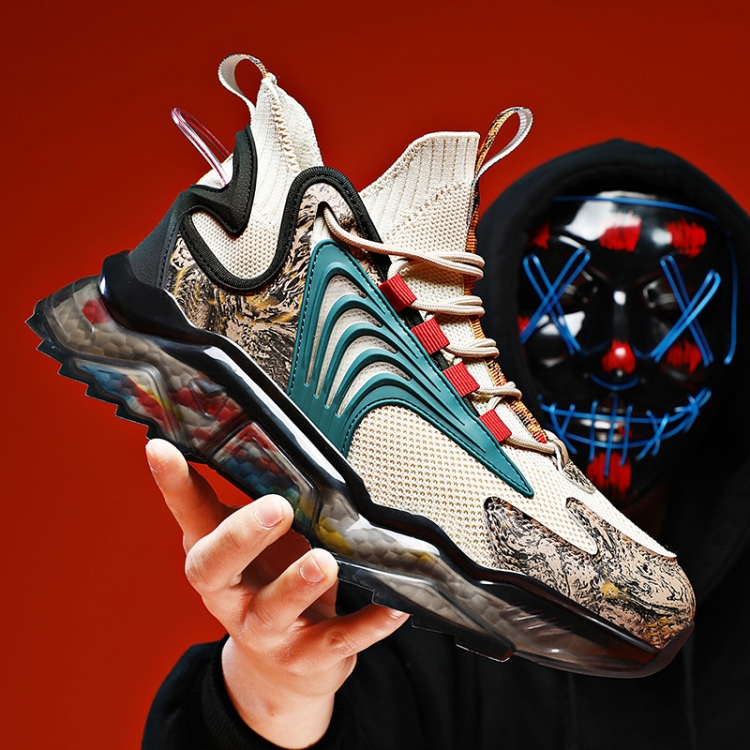 

1927A Summer Hollow Flying Knit Breathable Sports Shoes Men Casual Shoes, Size: 42(Dense Net Beige)