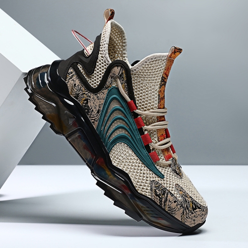 

1927A Summer Hollow Flying Knit Breathable Sports Shoes Men Casual Shoes, Size: 44(Beige)