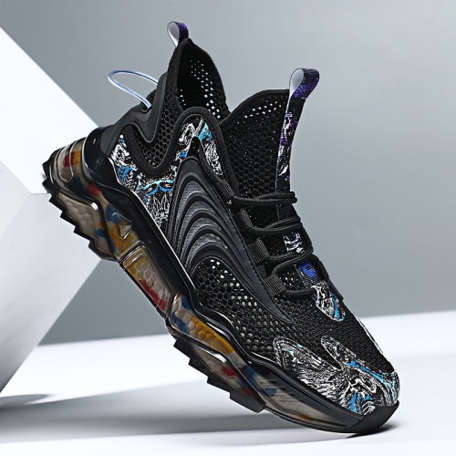 

1927A Summer Hollow Flying Knit Breathable Sports Shoes Men Casual Shoes, Size: 45(Black)