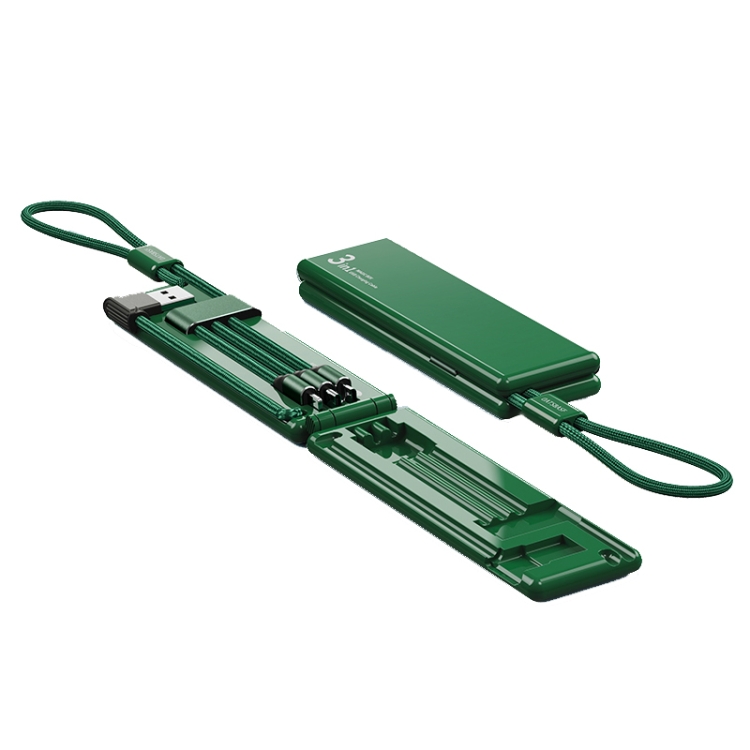 

Oatsbasf 03083 Portable Multi-Function Micro USB + USB-C / Type-C + 8 Pin 3 in 1 Charging Cable(Green)