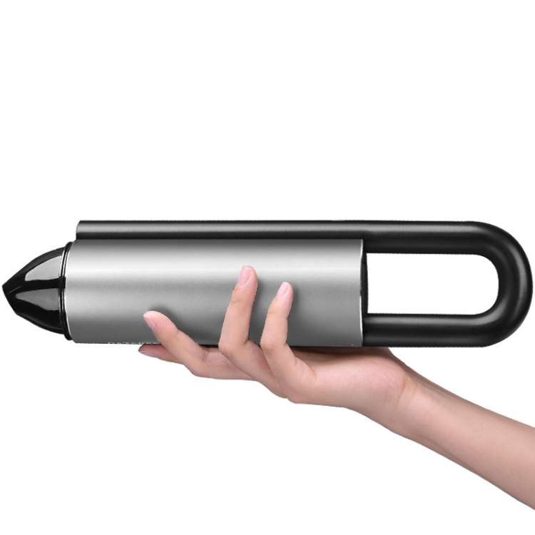 

High-Power Small Handheld Portable Car Wireless Vacuum Cleaner with LED Light(Silver)