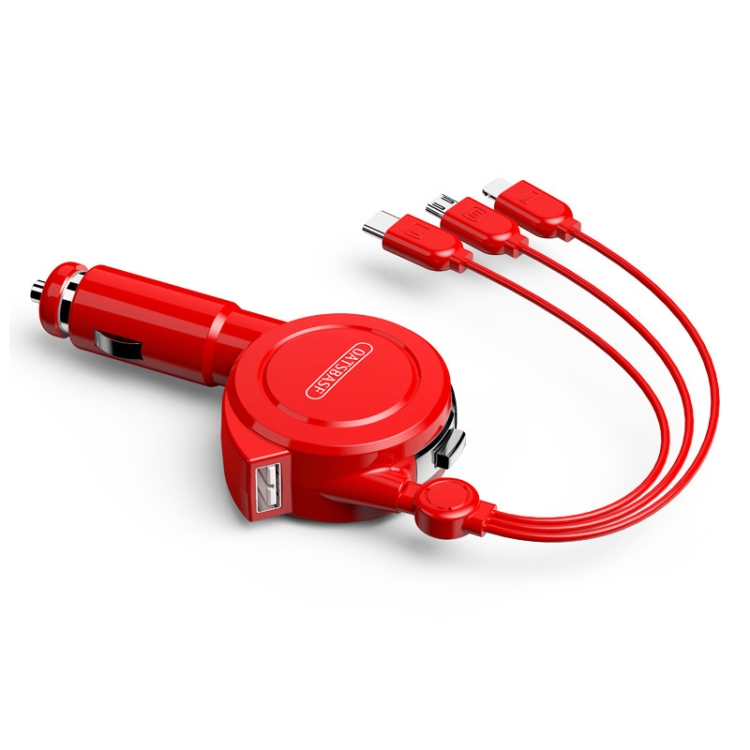 

Oatsbasf 3 in 1 Multifunctional Car Charger Data Cable, Colour: 1.5M（Red）