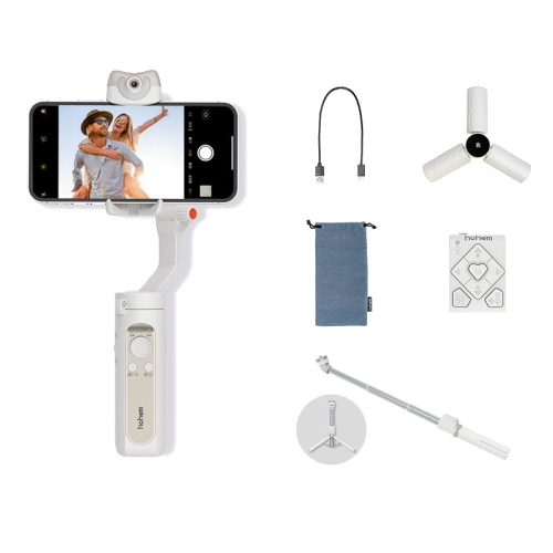 

Hohem ISteady V2 Smartphone 3-Axis Gimbal Stabilizer AI Visual Tracking LED Video Light,Style: Extension Rod + Remote Control (White)