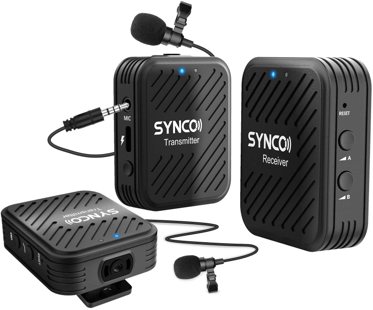 

SYNCO Engragal Wireless Microphone System 2.4GHz Interview Lavalier Lapel Mic Receiver Kit For Phones DSLR Tablet Camcorder,Configuration G1 (A2)