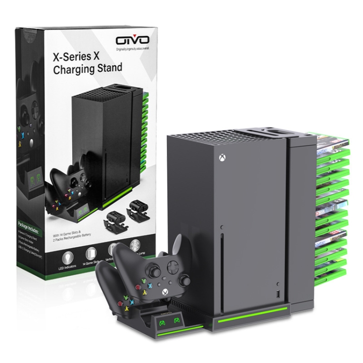 

OIVO IV-BX304 Dual-Handle Charging Stand With Earphone Holder And Disc Storage For XBox Series X(Black)