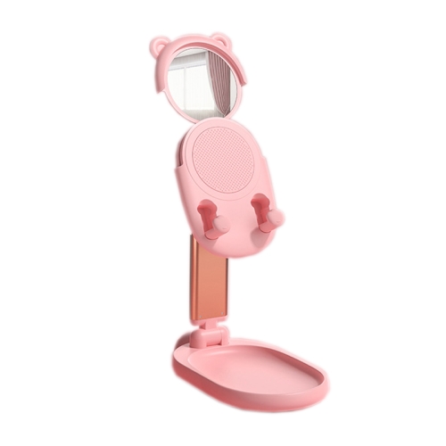 

OATSBASF Desktop Phone Holder Beauty Mirror Folding Storage Holder(Pink)