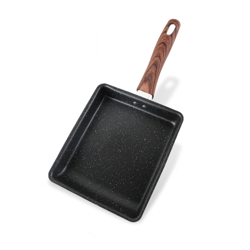 

JBY-6658 Small Frying Pan Tamagoyaki Pan Maifanshi Non-Stick Frying Pan Square Omelette Pan,Size: Large(Imitation Wood Grain Handle)