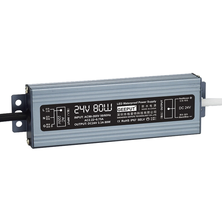 

GEEPUT 220V To 24V LED Waterproof Power Supply Switch Transformer, Model: 3.3A 80W