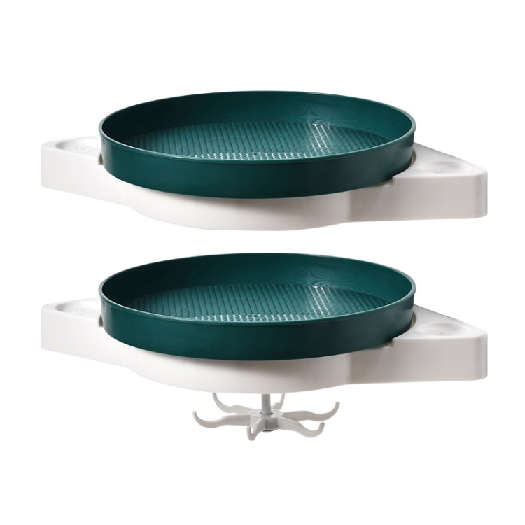 

YZ-1766 Bathroom Rotation Punch-Free Rack Wall Hanging Wall Corner Storage Tripod, Style: Double Layer (Ink Green)