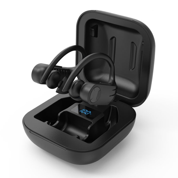 

B1 TWS Ear-mounted Bluetooth 5.0 Headset Sports Sweat-Proof Wireless Headphones, Style: Black with LED Display