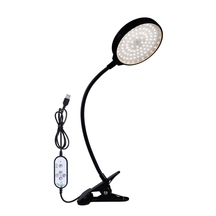 

LED Plant Growth Lamp USB Remote Control Clip Waterproof Full Spectral Natural White Seedling Planting Light, Power: 15W One Head