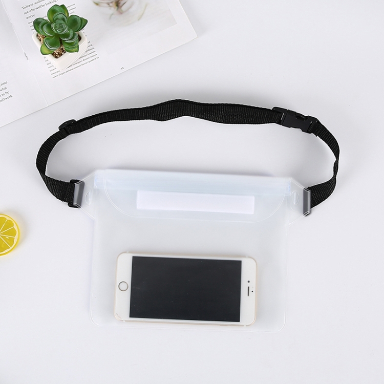 

10 PCS Outdoor Beach Mobile Phone Waterproof Bag Three-Layer Sealed PVC Storage Waterproof Waist Bag(White)