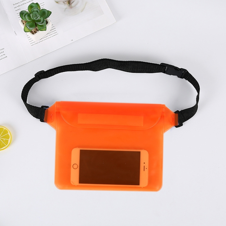 

10 PCS Outdoor Beach Mobile Phone Waterproof Bag Three-Layer Sealed PVC Storage Waterproof Waist Bag(Orange)
