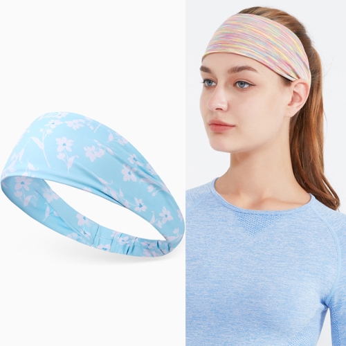 

2 PCS Sports Sweat-Absorbent Headband Wide BrimIce Silk Headband For Female(Desert Blue Bell)