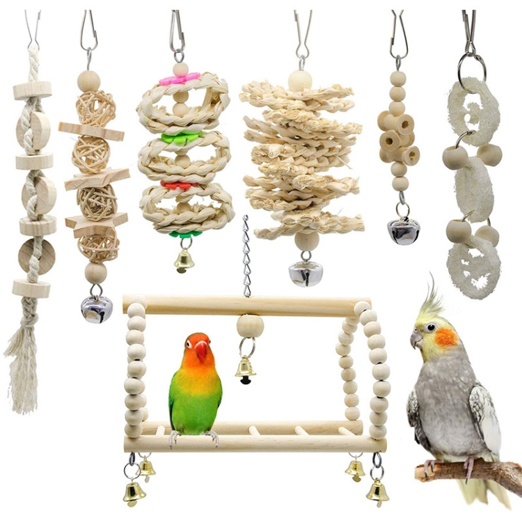 

7 PCS/Set MT0001 Pet Parrot Toy Bird Swing Climbing Ladder Stand
