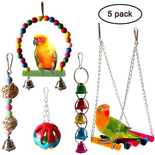 

5 PCS/Set MT0034 Parrot Bird Swing Toy Bell Ball Bite String Combo Set