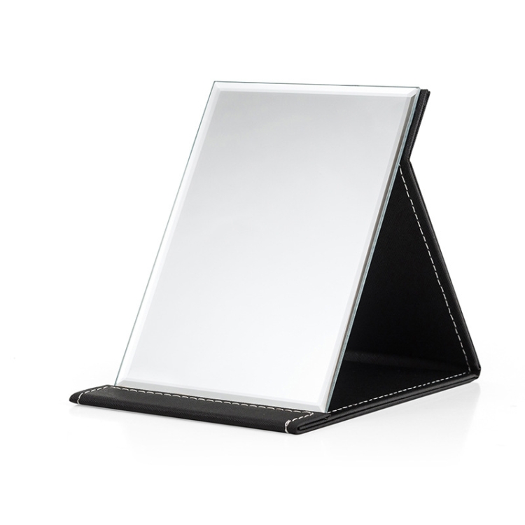 

3 PCS Folding Portable High-definition Makeup Mirror PU Leather Desktop Vanity Mirror,Size: Medium (Black)