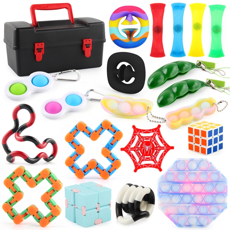 

Finger Bubble Music Keychain Vent Decompression Toy DIY Set, Specification： 20 PCS Set Storage Box
