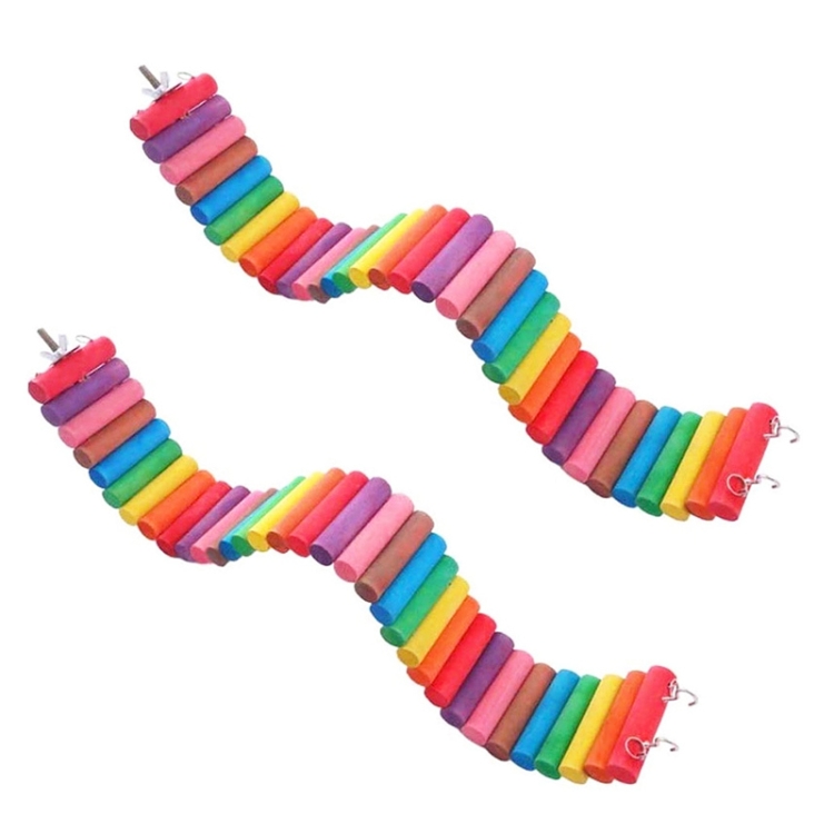 

2 PCS/Set MT0011 Parrot Hamster Round Wooden Plank Road Soft Ladder Toy, Colour: Colorful
