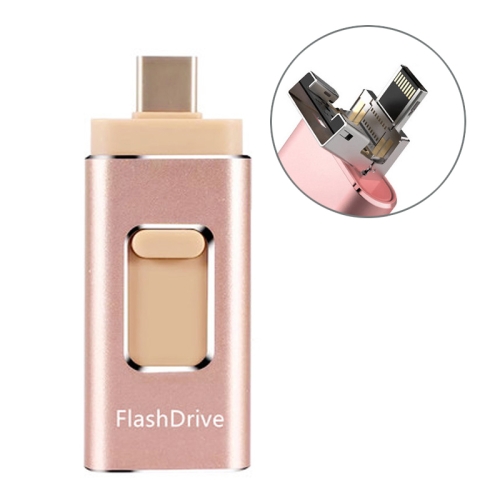 

16GB SH02 USB 3.0 + 8 Pin + Mirco USB + Type-C 4 In 1 Mobile Computer U-Disk With OTG Function(Rose Gold)