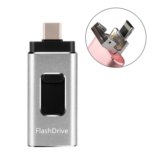 

128GB SH02 USB 3.0 + 8 Pin + Mirco USB + Type-C 4 In 1 Mobile Computer U-Disk With OTG Function(Silver)