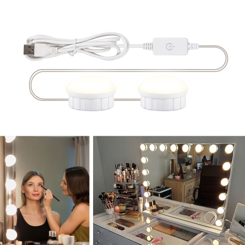 

2 LEDs Mirror Front Light Dimmable Makeup Mirror USB Touch Control Light(White Light)