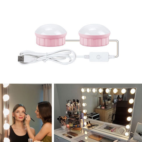 

2 LEDs Mirror Front Light Dimmable Makeup Mirror USB Touch Control Light(White Light)