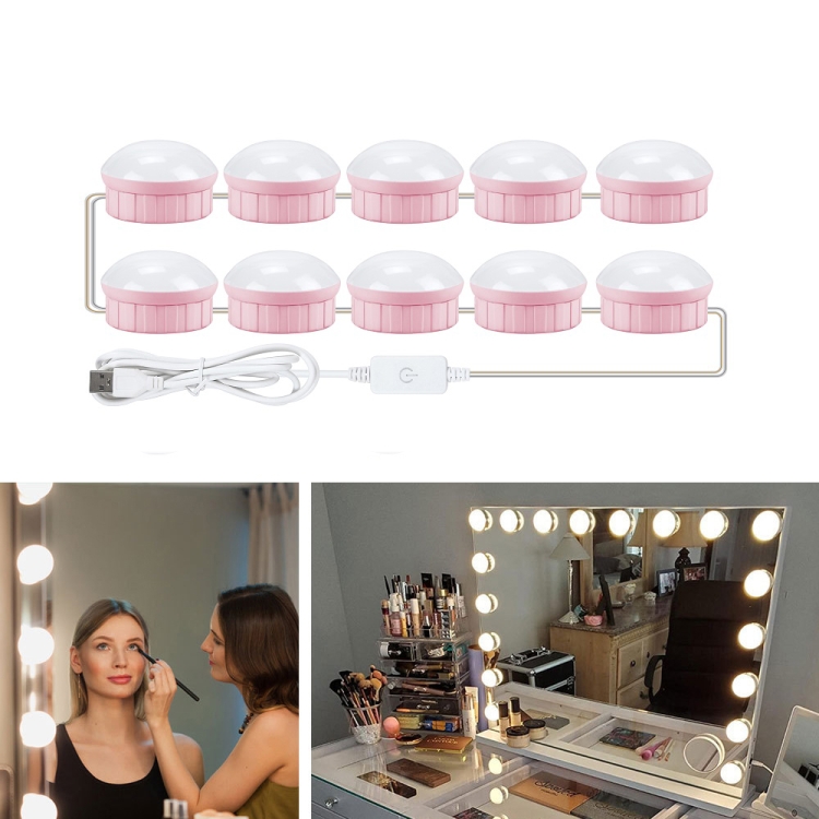 

10 LEDs Mirror Front Light Dimmable Makeup Mirror USB Touch Control Light(White Light)