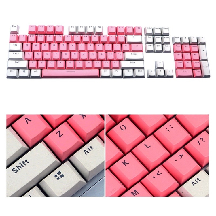 

104-Keys Two-Color Mold Transparent PBT Keycap Mechanical Keyboard(Pink White)