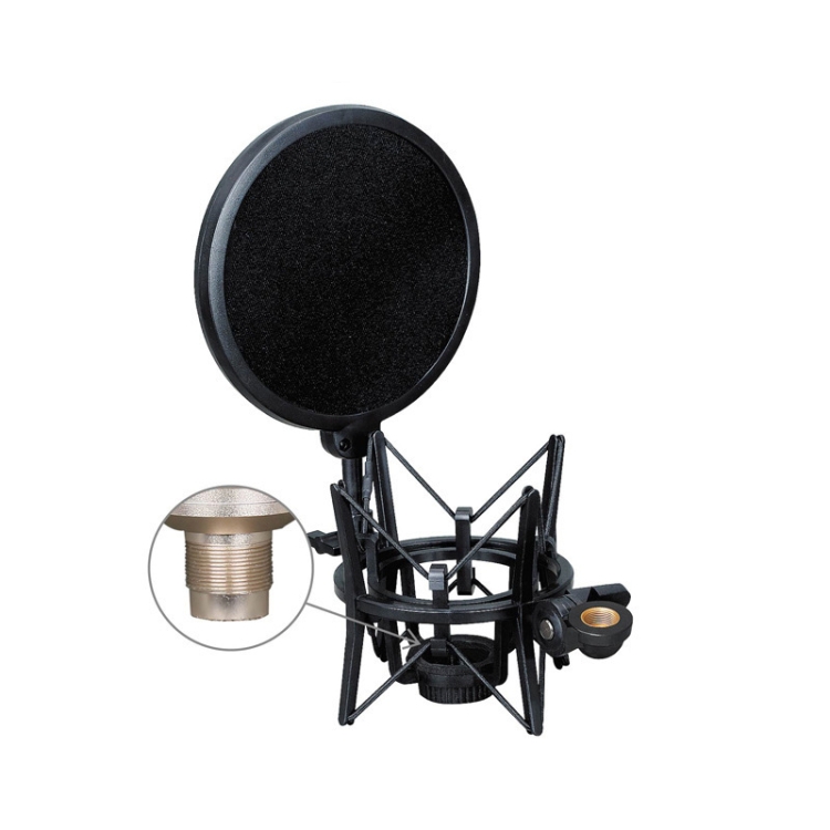 

SH-100 Microphone Shockproof Bracket Condenser Microphone Blowout Cover Set(Black)