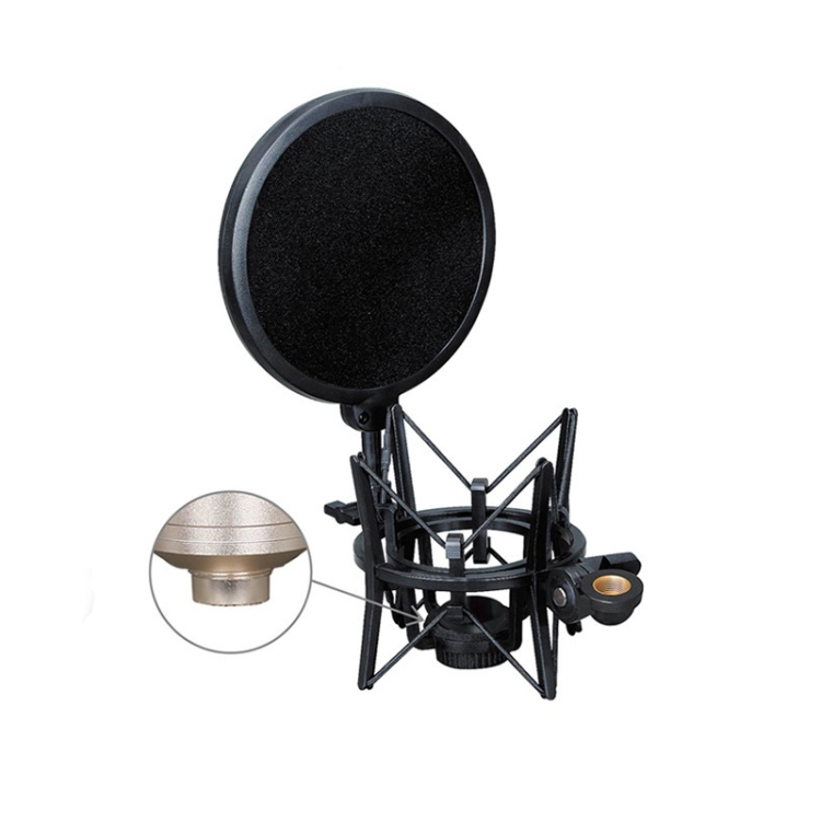 

SH-101 Microphone Shockproof Bracket Condenser Microphone Blowout Cover Set(Black)