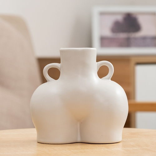 

XQY-01 Home Ceramic Vase Decoration Crafts Ornaments Simulation Body Art Dried Flower Vase,Size: Small (Matte White)