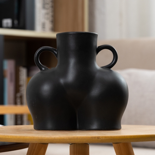 

XQY-01 Home Ceramic Vase Decoration Crafts Ornaments Simulation Body Art Dried Flower Vase,Size: Large (Matte Black)