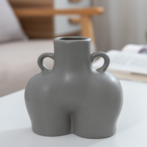 

XQY-01 Home Ceramic Vase Decoration Crafts Ornaments Simulation Body Art Dried Flower Vase,Size: Small (Matte Gray)
