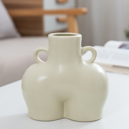 

XQY-01 Home Ceramic Vase Decoration Crafts Ornaments Simulation Body Art Dried Flower Vase,Size: Small (Gray White)