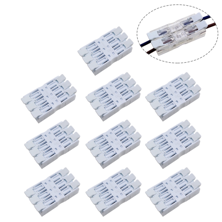 

10 PCS Fast Terminal Block 2P Dual Pressing Terminal Connector Spring-Type Un-Lock Screw Connector, Specification: 928-M3 White Narrow