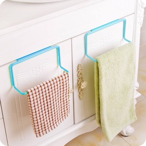 

5 PCS Kitchen Towel Rack Hanging Holder Cupboard Cabinet Door Back Hanger Towel Sponge Holder Storage Rack for Bathroom(Blue)