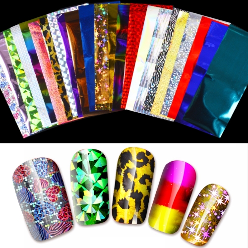 

24 Sheets Nail Art Foils Laser Shinning Mixed Beauty Transfer Tips Sticker Craft DIY Universe Decorations