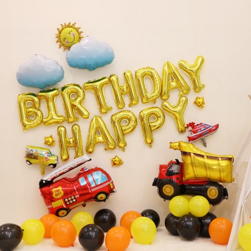 

Children Birthday Party Theme Balloon Package Kindergarten Stage Background Wall Decoration Specification： Engineering Vehicle Birthday A