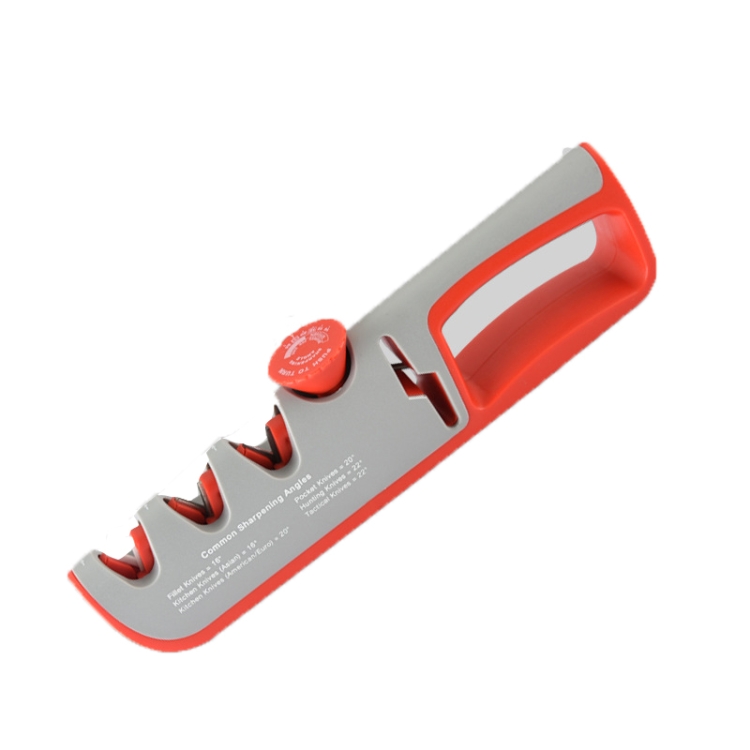 

4- In-1 Adjustable Manual Knife Sharpener Multifunctional Knife Sharpener(Gray Red)