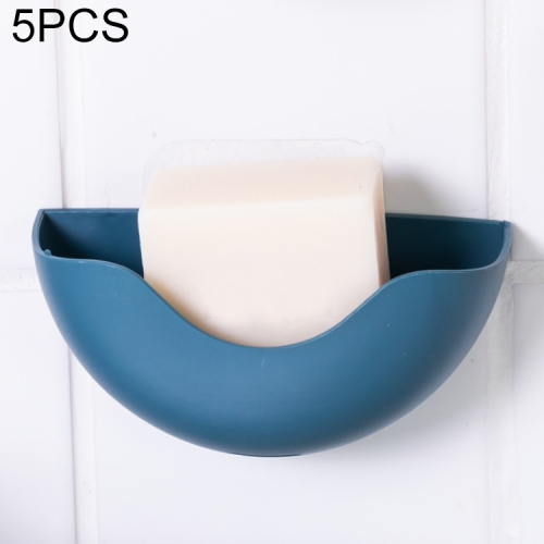 

5 PCS Plastic Drain Soap Box Bathroom Wall-mounted Soap Storage Box(Dark Blue)