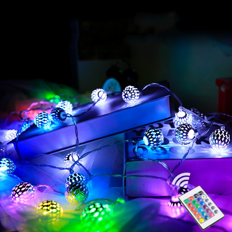 

4m 40 LEDs RGB Colorful Synchronous USB Iron Hollow Ball Lamp Lantern Garden Decoration Holiday String Lights