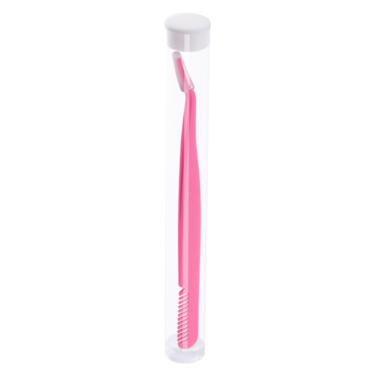 

6 PCS Stainless Steel Marriage Accepted Eyelashes Tweezers Eyebrow Combing Tweezers, Color Classification: Pink (PVC Tube)