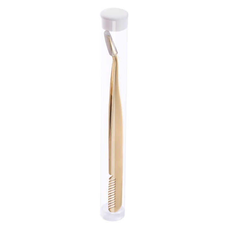 

6 PCS Stainless Steel Marriage Accepted Eyelashes Tweezers Eyebrow Combing Tweezers, Color Classification: Golden (PVC Tube)