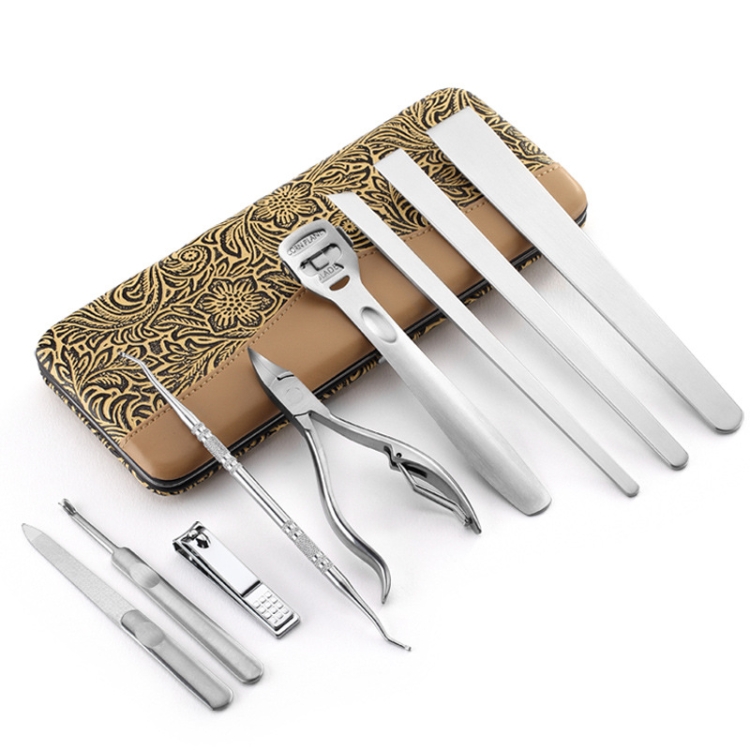 

9 PCS/Set Stainless Steel To Remove Dead Skin And Calluses Manicure Tool(Yellow)