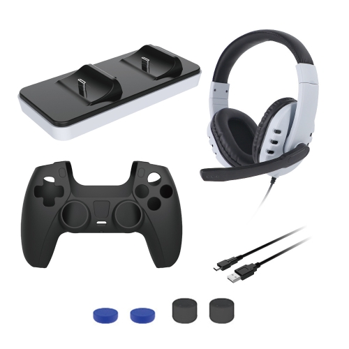 

MIKIMAN MKP-0592 Gamepad Charger Handle Silicone Case Rocker Cap Earphone Set For PS5