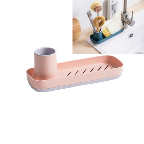 

Bathroom Toothbrush Soap Kitchen Sink Sponge Wipe Holder Storage Rack(Light Flesh-color)